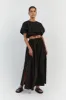 ELLA BLACK COTTON MIDI SKIRT sold by Dissh