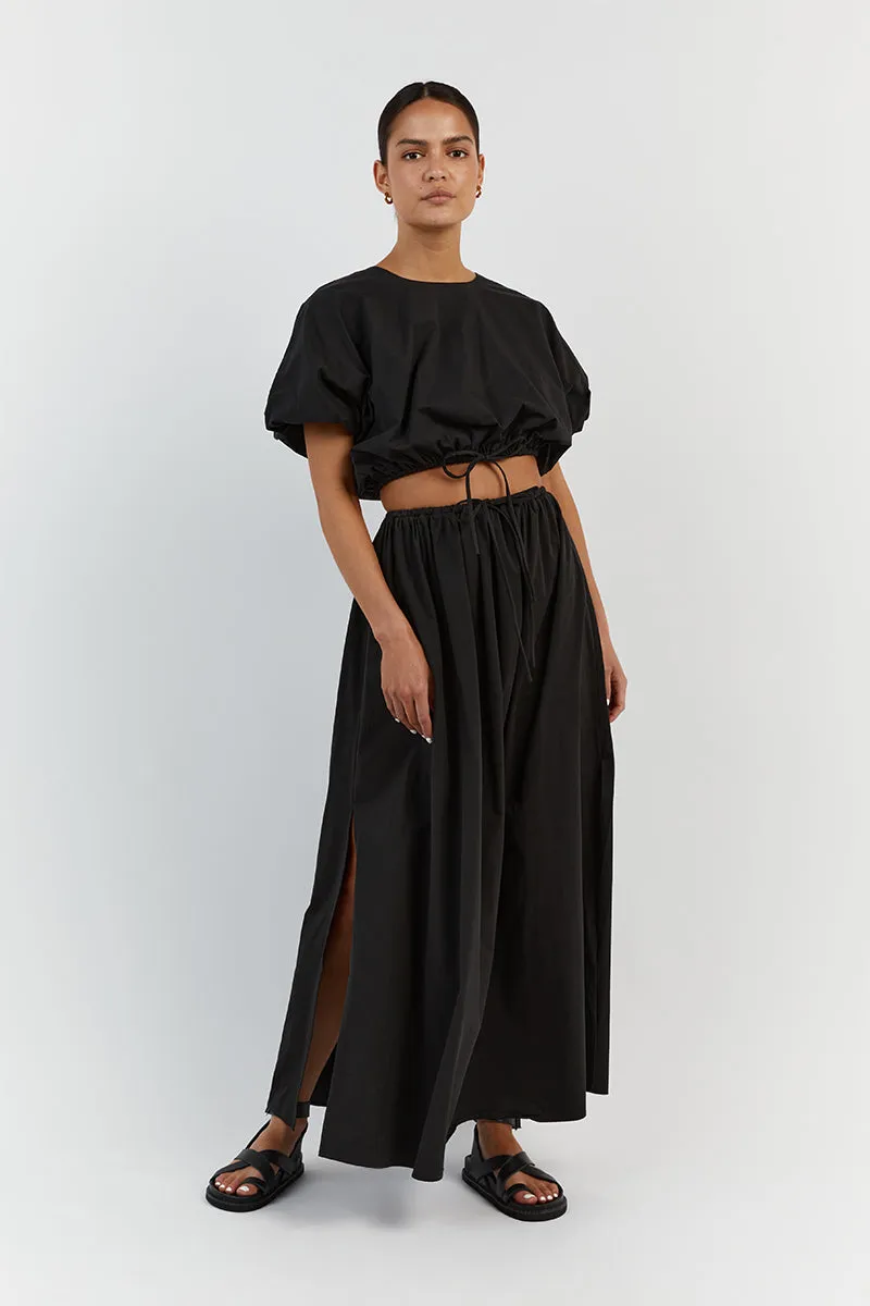 ELLA BLACK COTTON MIDI SKIRT sold by Dissh product image thumbnail 3