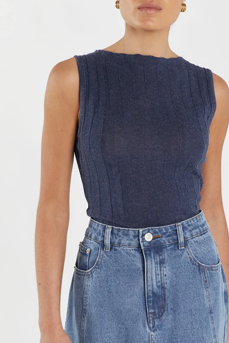 GOLDIE INDIGO MARLE BOAT NECK TANK sold by Dissh product image thumbnail 5