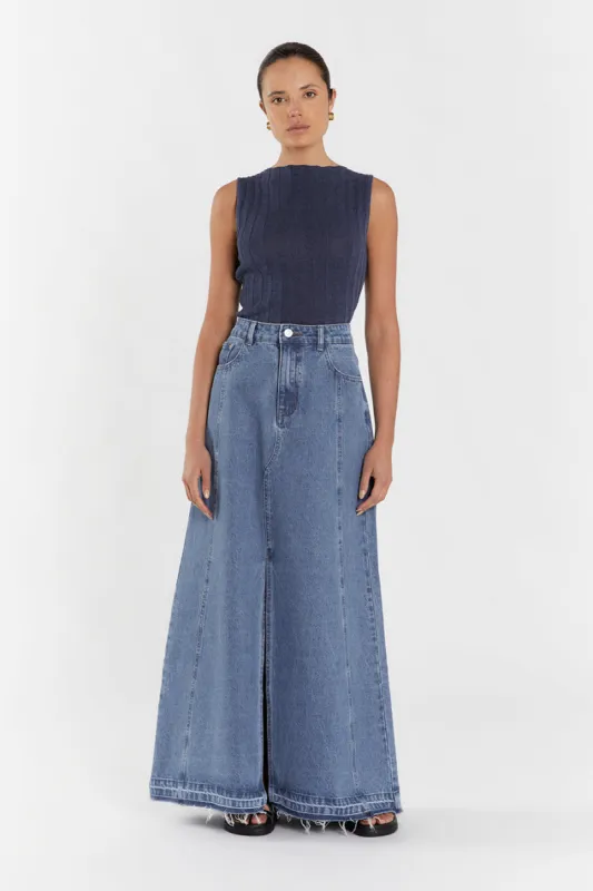 GOLDIE INDIGO MARLE BOAT NECK TANK sold by Dissh