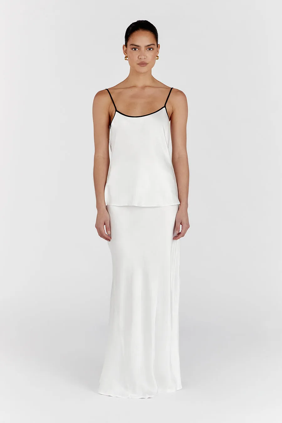 LETTY WHITE SATIN CONTRAST CAMI sold by Dissh