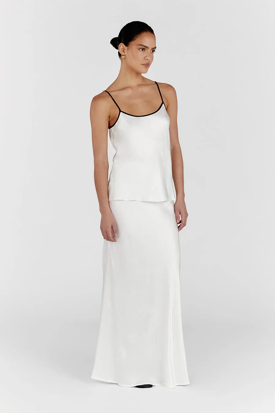 LETTY WHITE SATIN CONTRAST CAMI sold by Dissh product image thumbnail 3