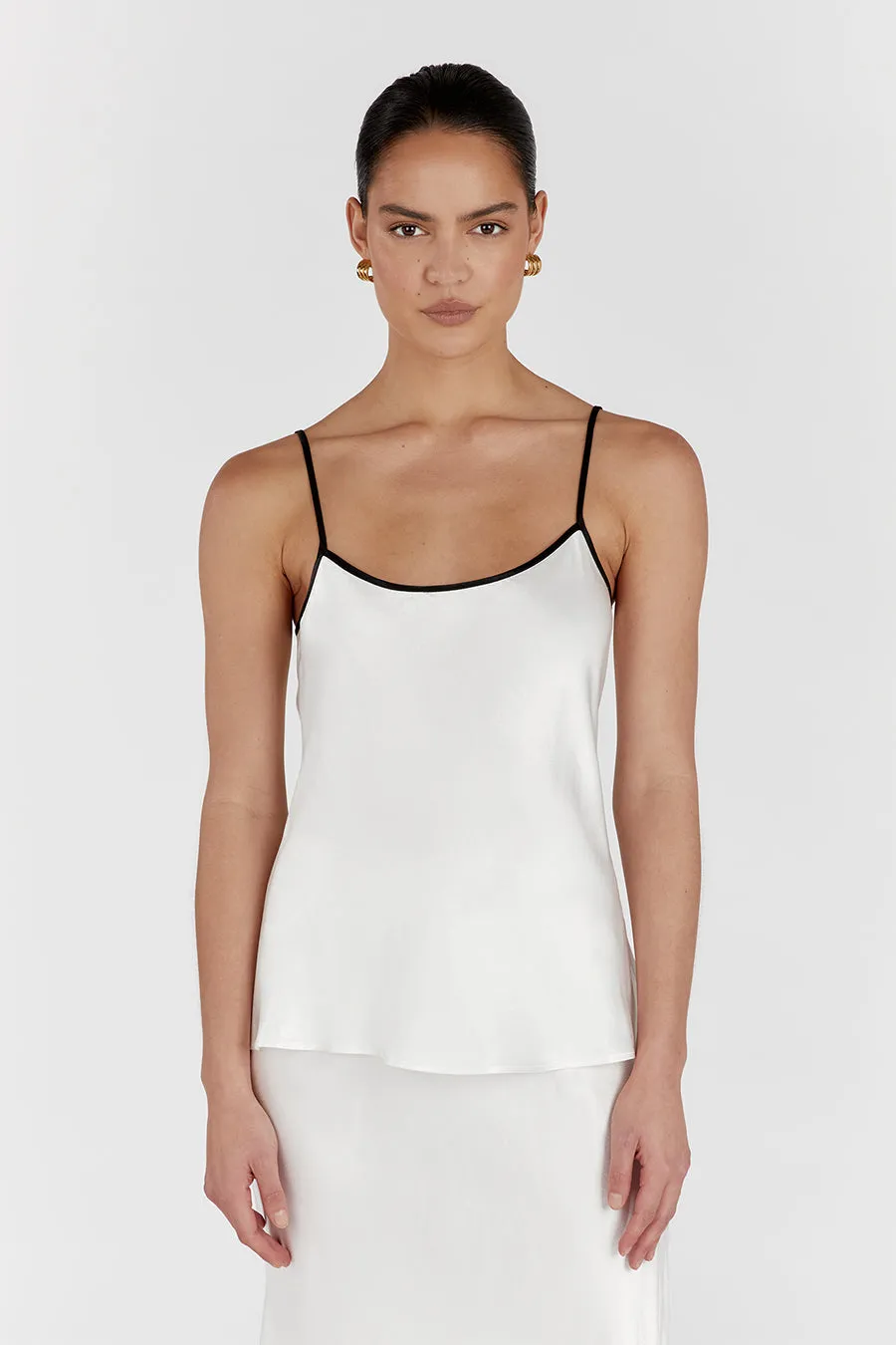 LETTY WHITE SATIN CONTRAST CAMI sold by Dissh product image thumbnail 2