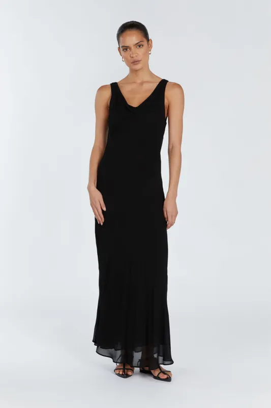 JOHNNY BLACK COWL NECK MIDI DRESS sold by Dissh