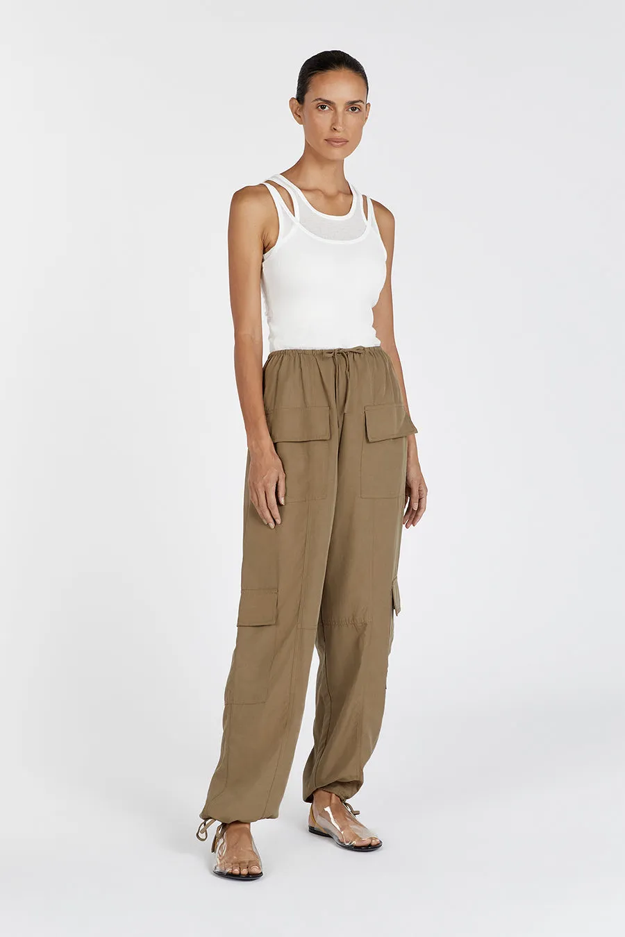 HEIDI FERN TENCEL BLEND CARGO PANT sold by Dissh