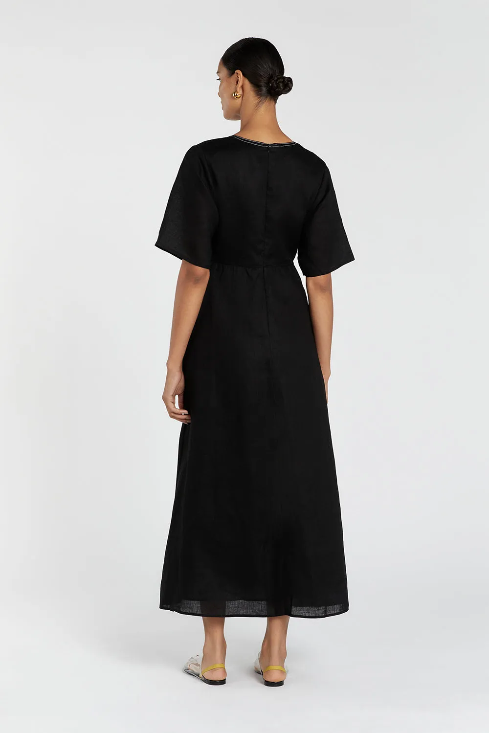 RHODES BLACK LINEN MIDI DRESS sold by Dissh product image thumbnail 4