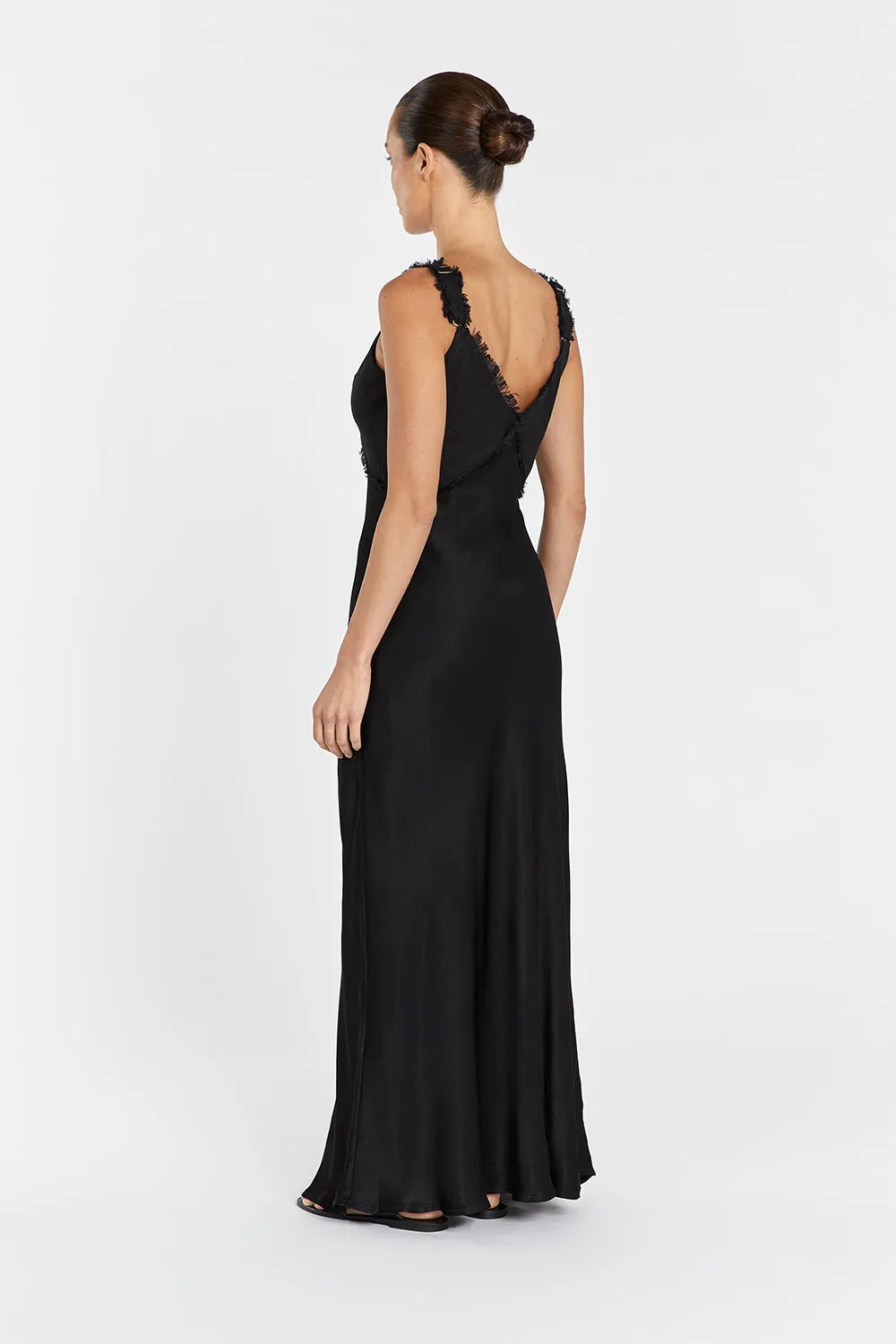 ELIAS BLACK SATIN LINEN MIDI DRESS sold by Dissh product image thumbnail 4