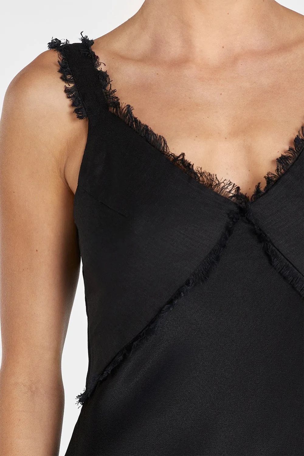 ELIAS BLACK SATIN LINEN MIDI DRESS sold by Dissh product image thumbnail 5