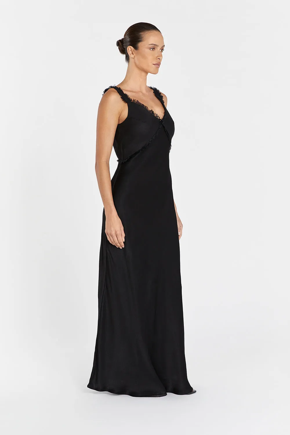 ELIAS BLACK SATIN LINEN MIDI DRESS sold by Dissh product image thumbnail 3