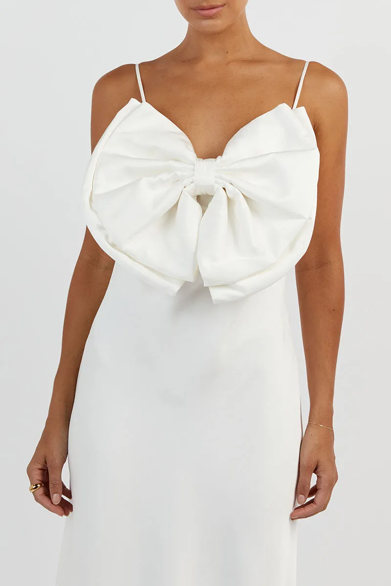AISLE WHITE FRONT BOW MIDI DRESS sold by Dissh product image thumbnail 4