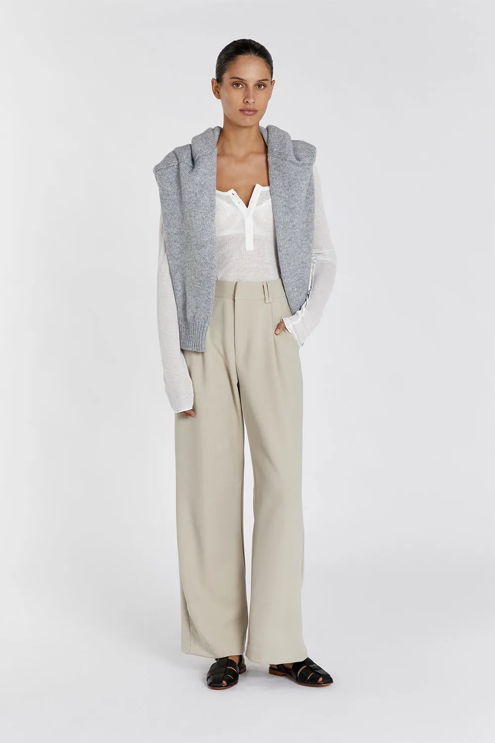 ARDEN OFF WHITE LONG SLEEVE KNIT TOP sold by Dissh