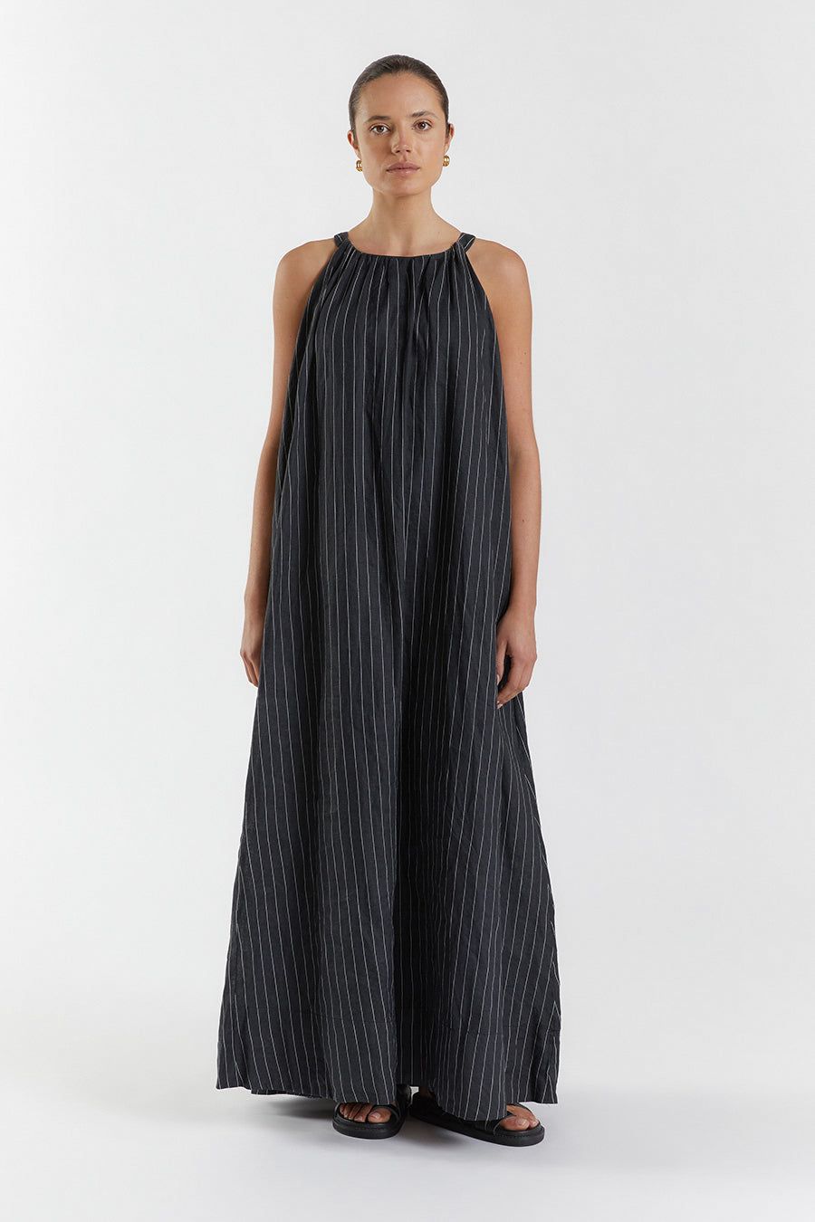 MARCEL BLACK HIGH NECK MAXI DRESS sold by Dissh