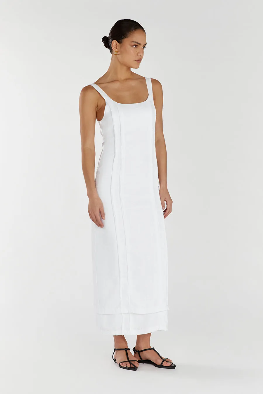 DULCE WHITE LINEN MIDI DRESS sold by Dissh product image thumbnail 3