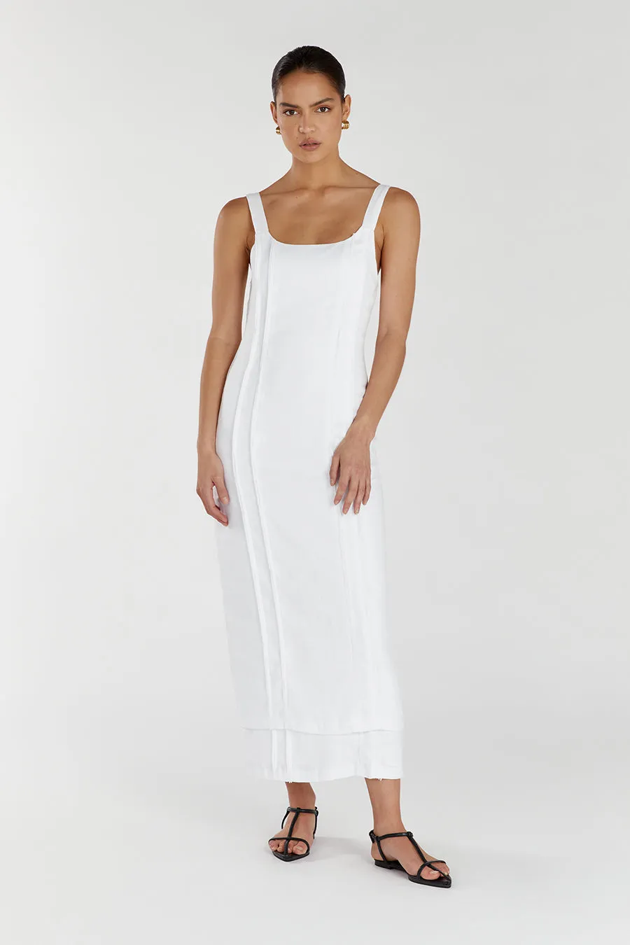 DULCE WHITE LINEN MIDI DRESS sold by Dissh product image thumbnail 2