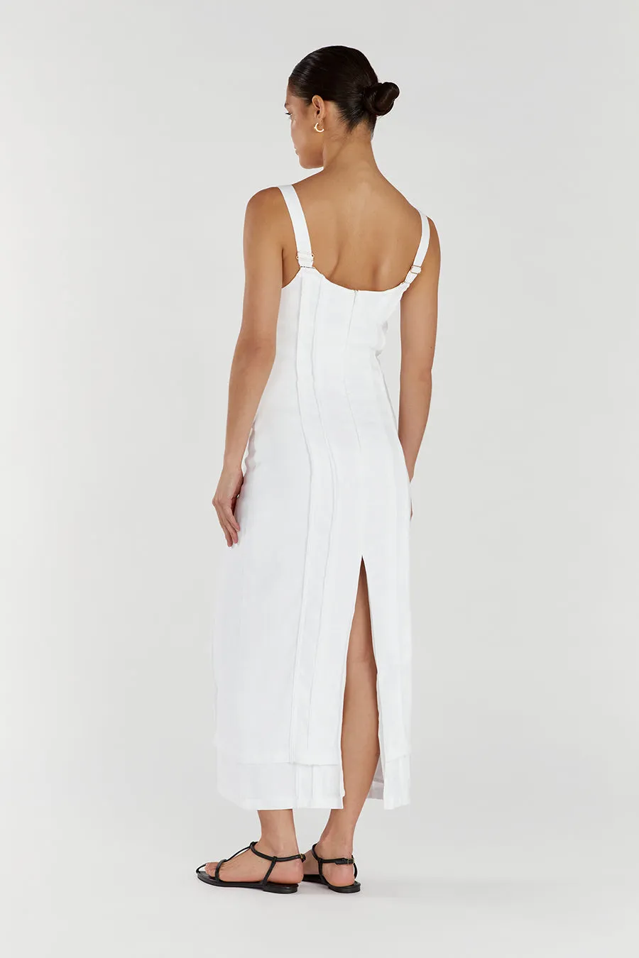 DULCE WHITE LINEN MIDI DRESS sold by Dissh product image thumbnail 4