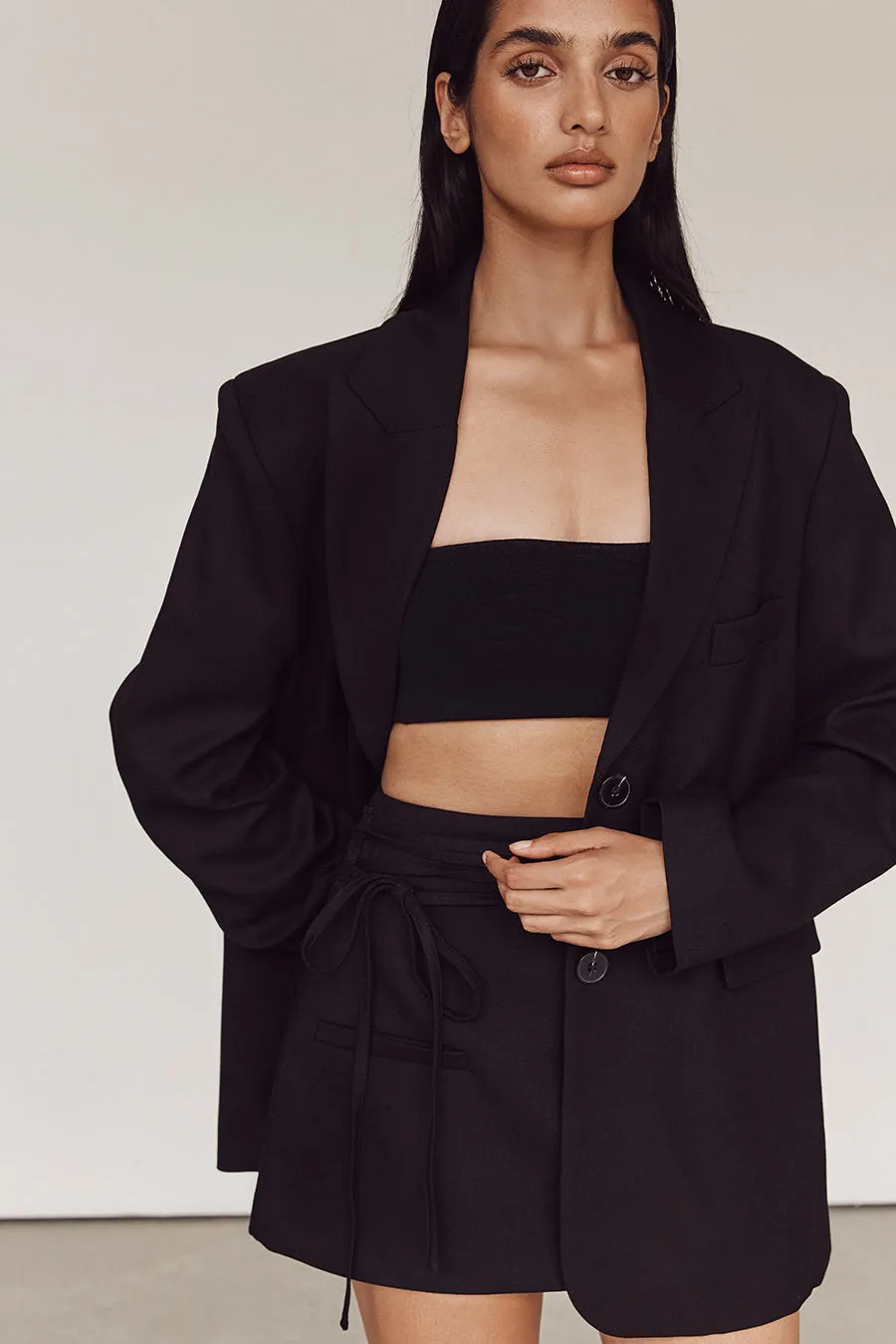 BASE BLACK BANDEAU TOP sold by Dissh