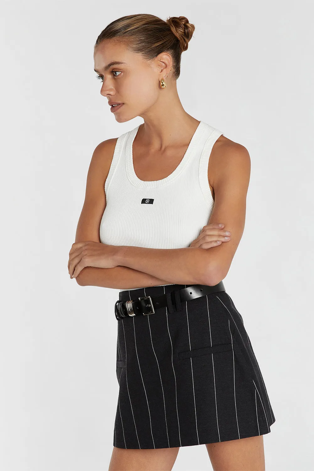 CARA BLACK PINSTRIPE SKORT sold by Dissh product image thumbnail 2