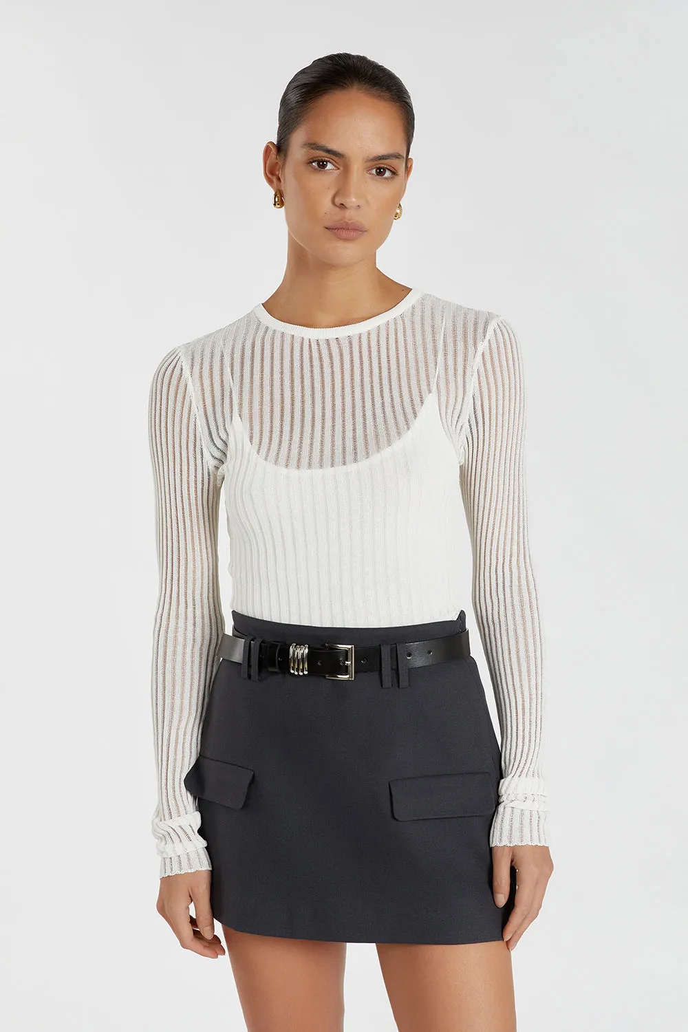 JOVIE OFF WHITE LONG SLEEVE TOP sold by Dissh product image thumbnail 2