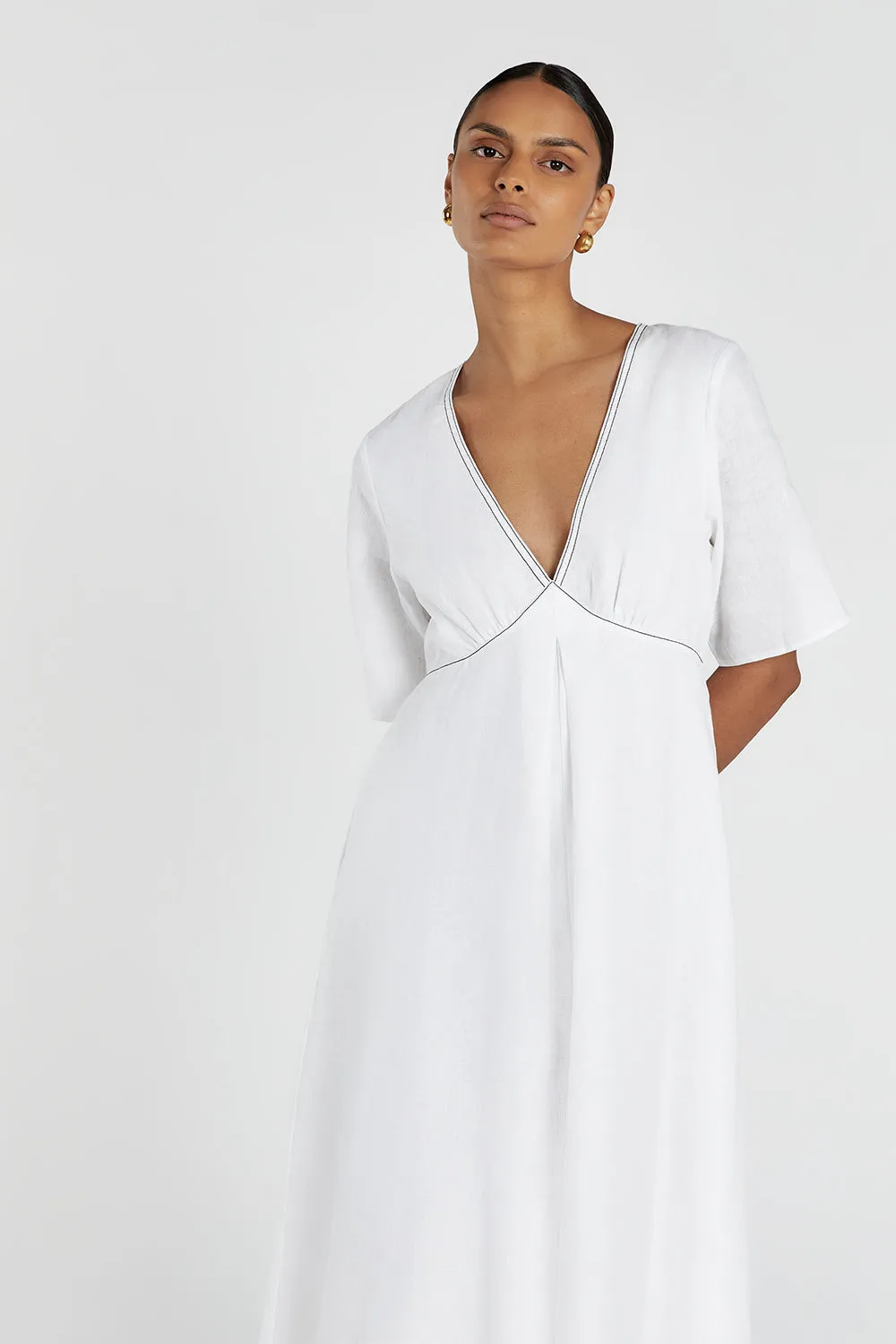 RHODES WHITE LINEN MIDI DRESS sold by Dissh product image thumbnail 2