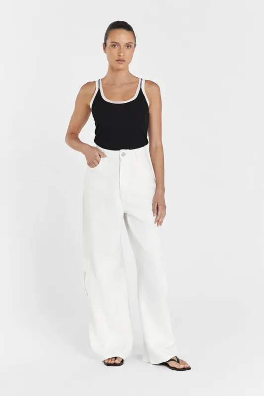 LINA BLACK CONTRAST SCOOP TANK sold by Dissh