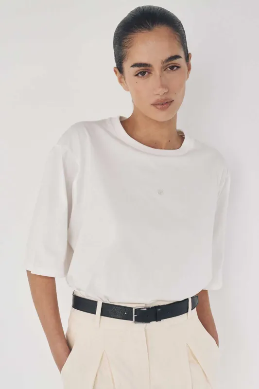 CHANCE WHITE SIGNATURE COTTON TEE sold by Dissh