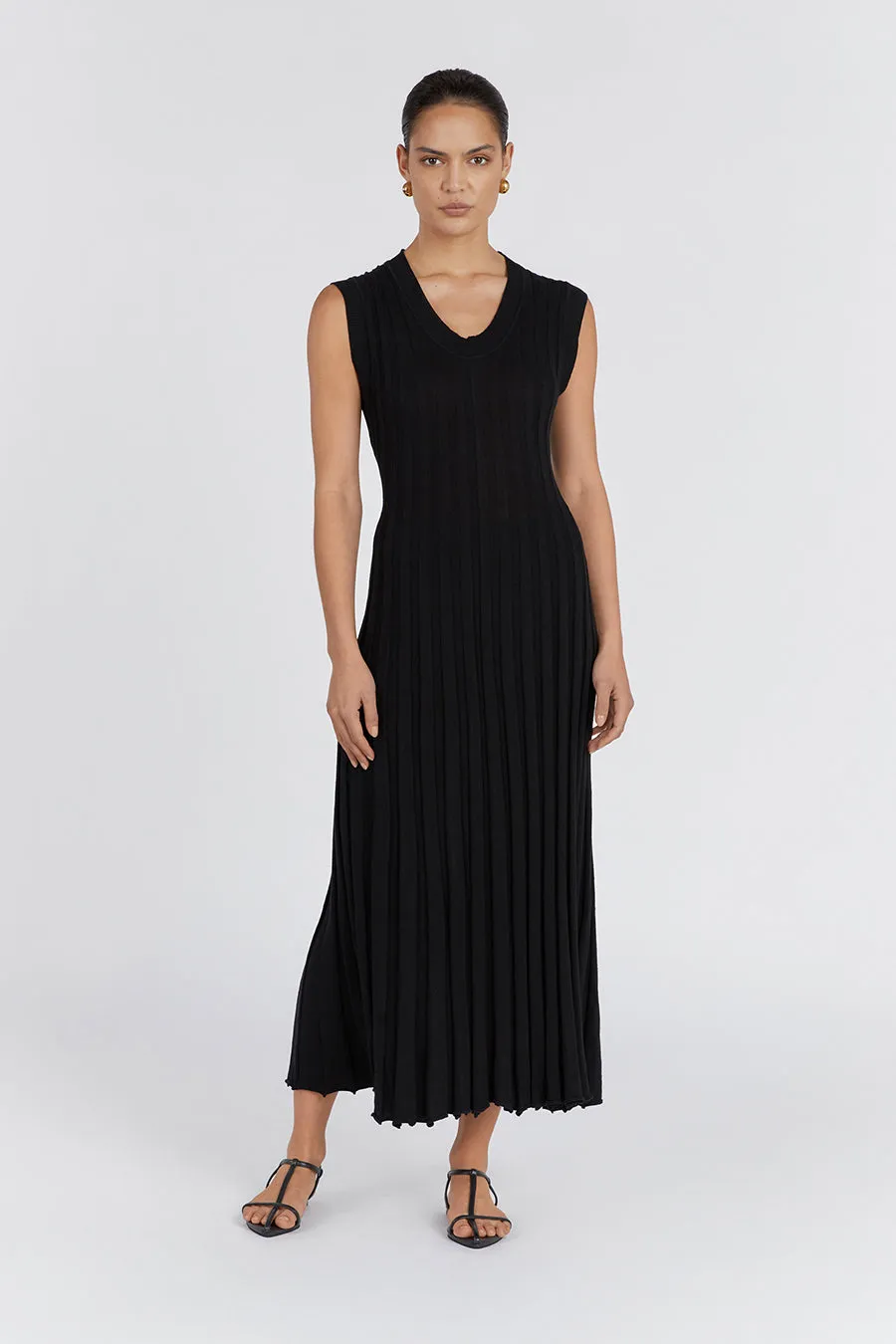 ASTRID BLACK SCOOP MIDI DRESS sold by Dissh product image thumbnail 2