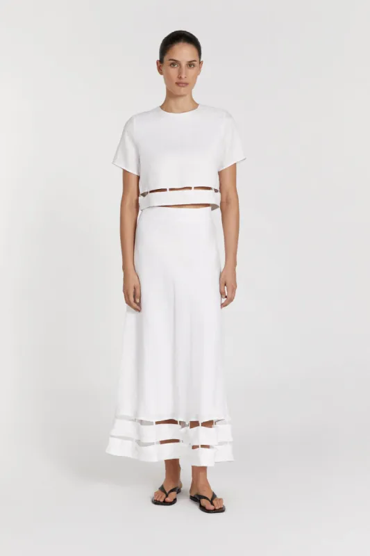 PETRA WHITE LINEN CROP TOP sold by Dissh