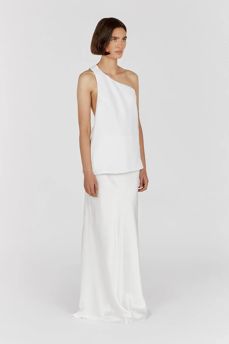 ADDISON WHITE LINEN ASYMMETRIC TOP sold by Dissh product image thumbnail 3