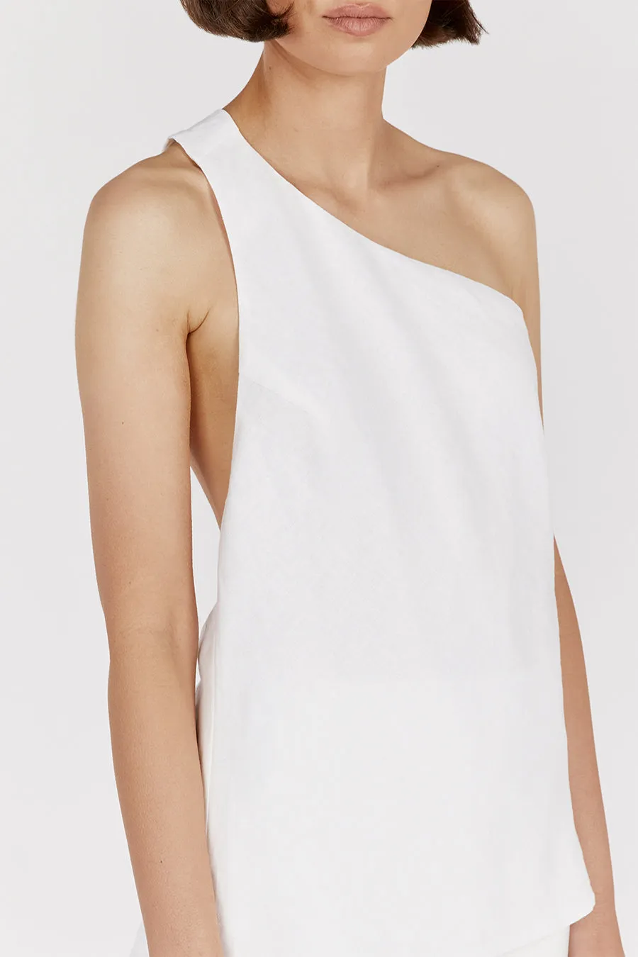ADDISON WHITE LINEN ASYMMETRIC TOP sold by Dissh product image thumbnail 5