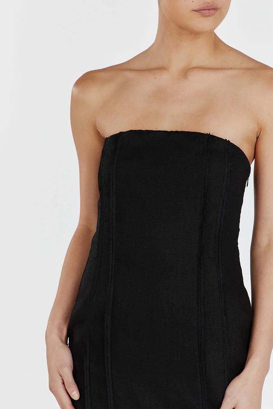 DULCE BLACK LINEN MINI DRESS sold by Dissh product image thumbnail 5