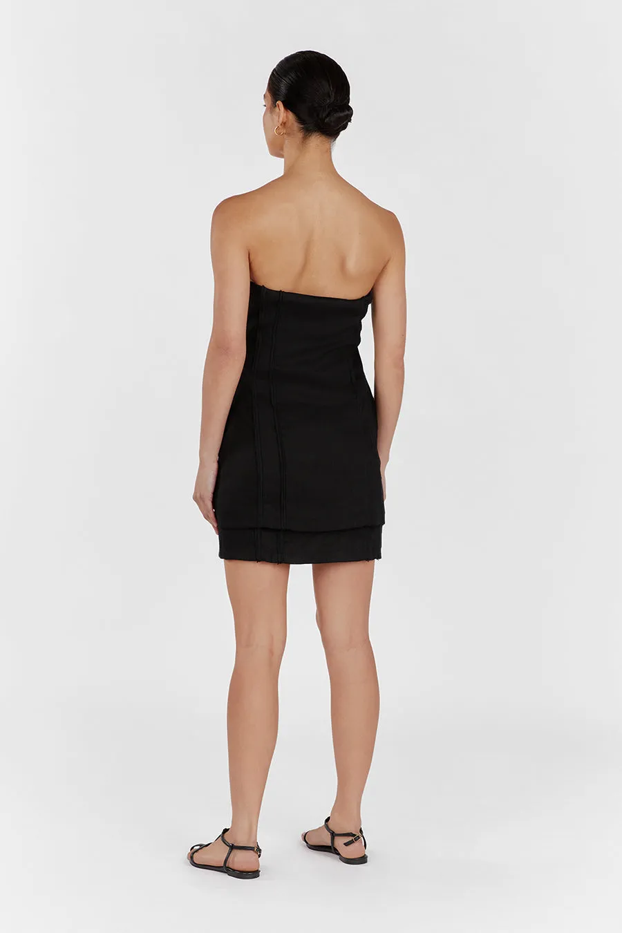 DULCE BLACK LINEN MINI DRESS sold by Dissh product image thumbnail 4