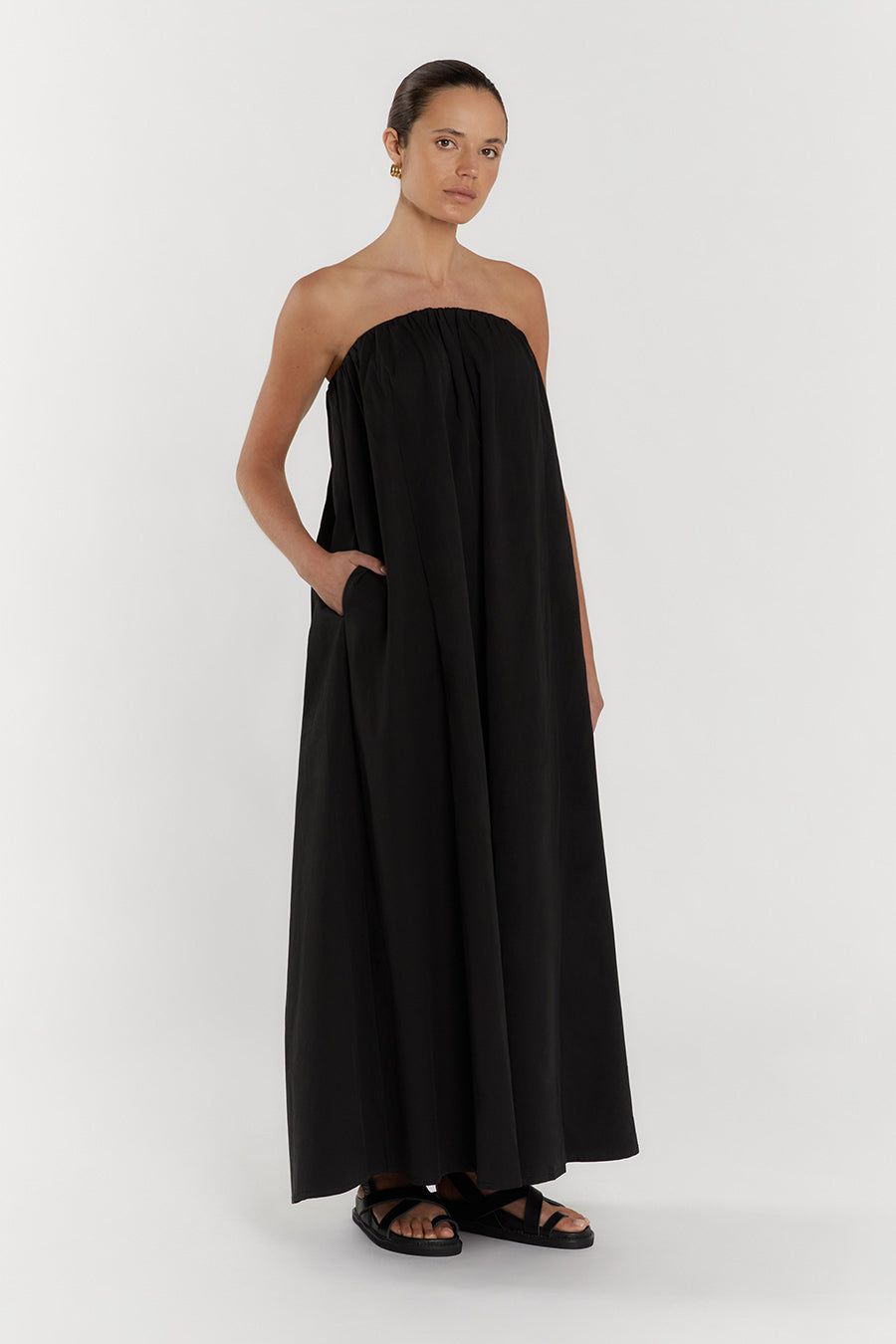 JULES BLACK STRAPLESS COTTON MAXI DRESS sold by Dissh product image thumbnail 3