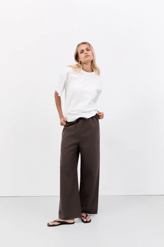 MINNIE BITTER CHOC COTTON PANT sold by Dissh