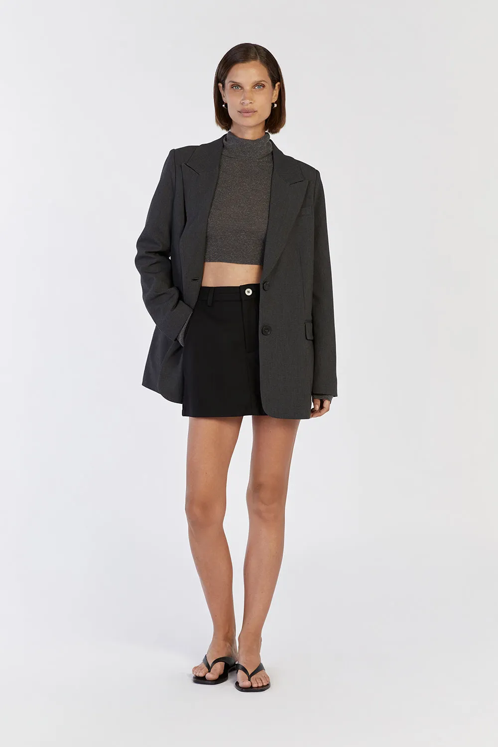 TANNER CHARCOAL KNIT CROP TOP sold by Dissh