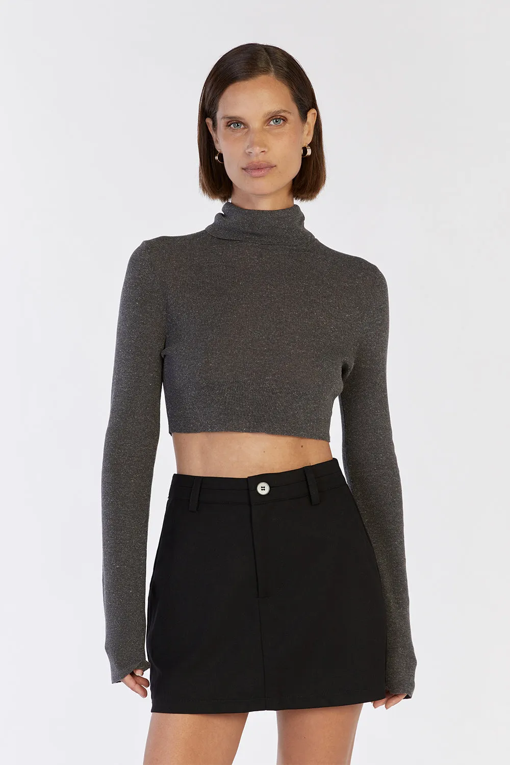 TANNER CHARCOAL KNIT CROP TOP sold by Dissh product image thumbnail 3