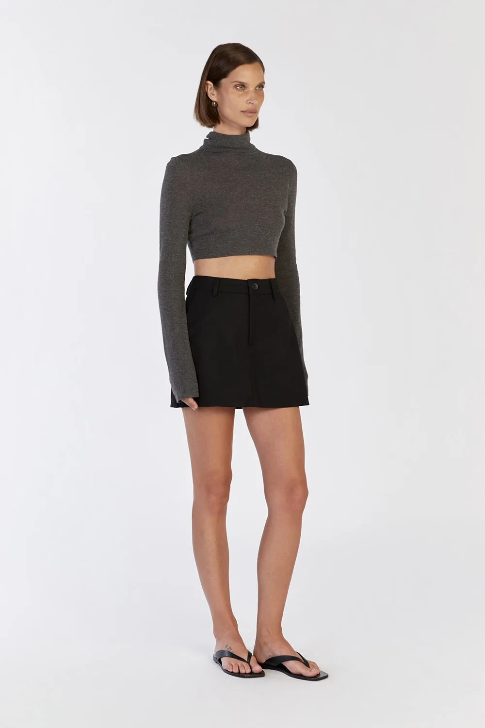 TANNER CHARCOAL KNIT CROP TOP sold by Dissh product image thumbnail 4