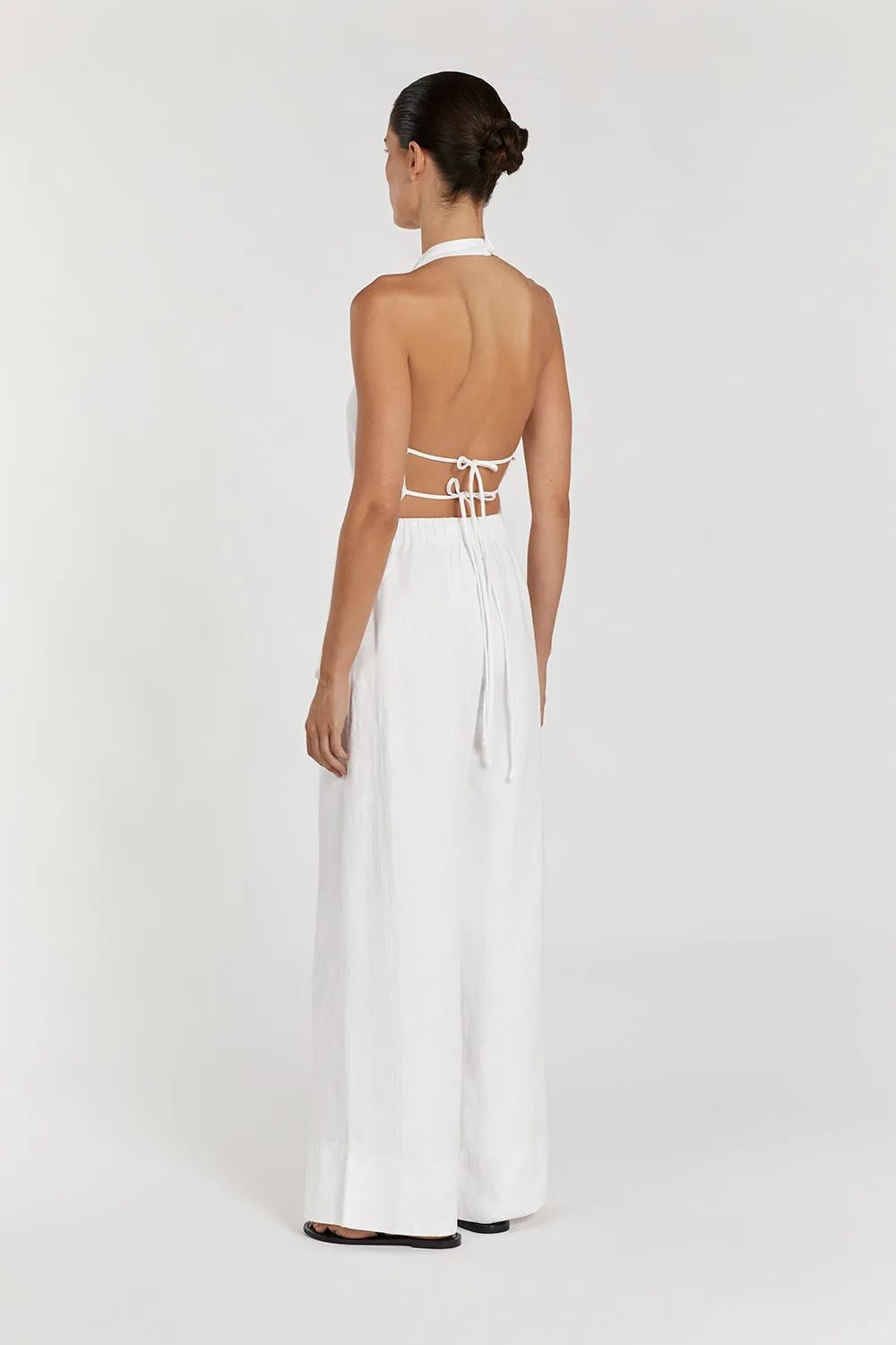 SERENA WHITE LINEN ASYM HALTER TOP sold by Dissh product image thumbnail 3