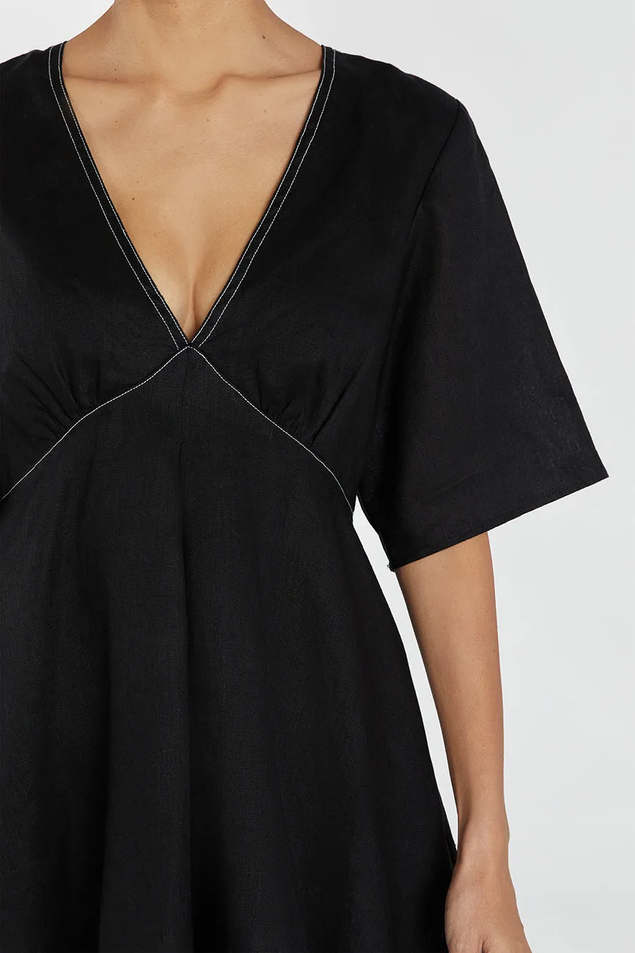 RHODES BLACK LINEN MINI DRESS sold by Dissh product image thumbnail 5