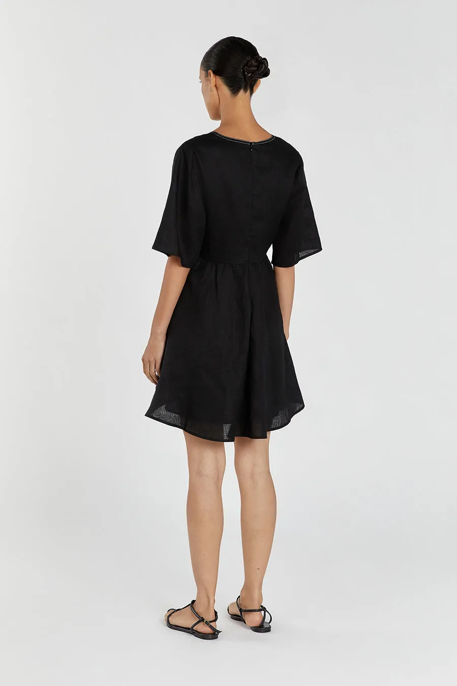 RHODES BLACK LINEN MINI DRESS sold by Dissh product image thumbnail 4