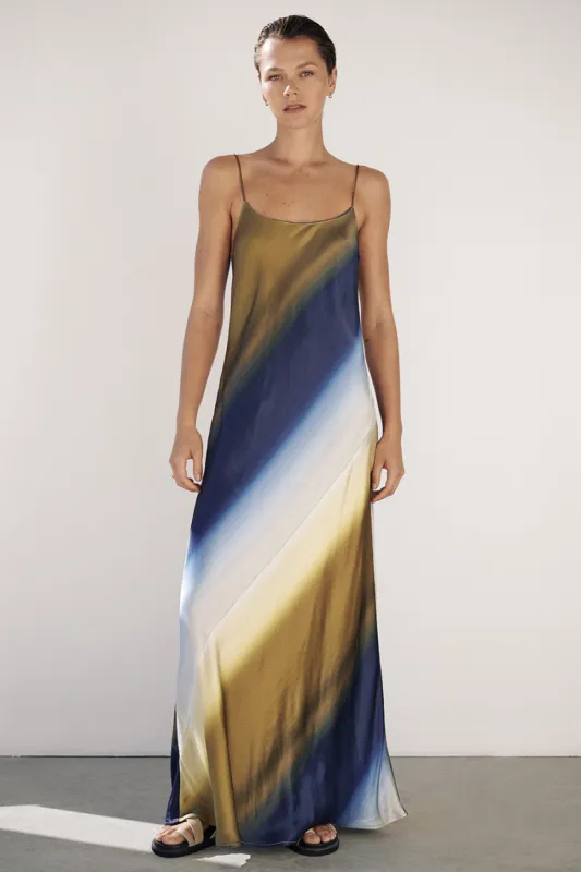 DENAI OMBRE SATIN MAXI DRESS sold by Dissh