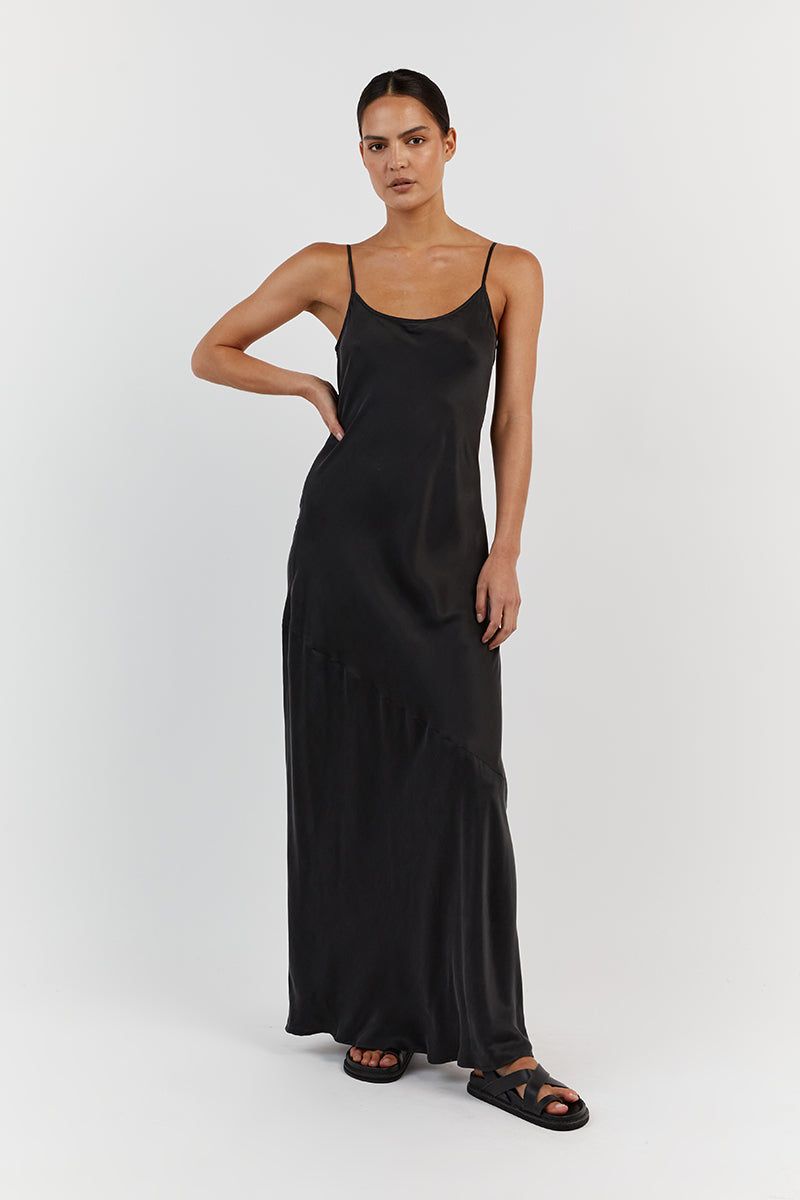 LAYLA BLACK SILK MAXI DRESS sold by Dissh product image thumbnail 2