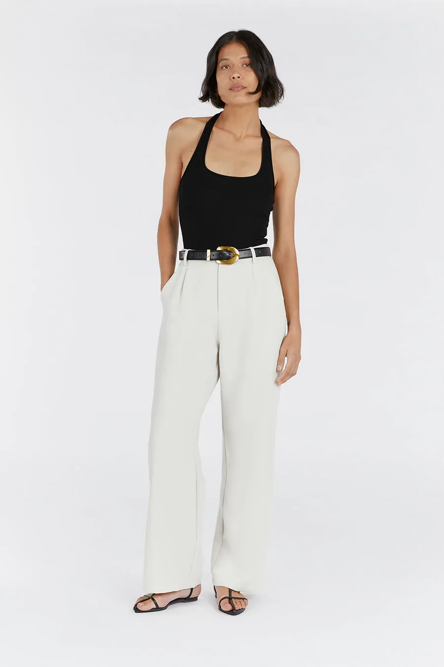 EDDISON BLACK KNIT HALTER TOP sold by Dissh