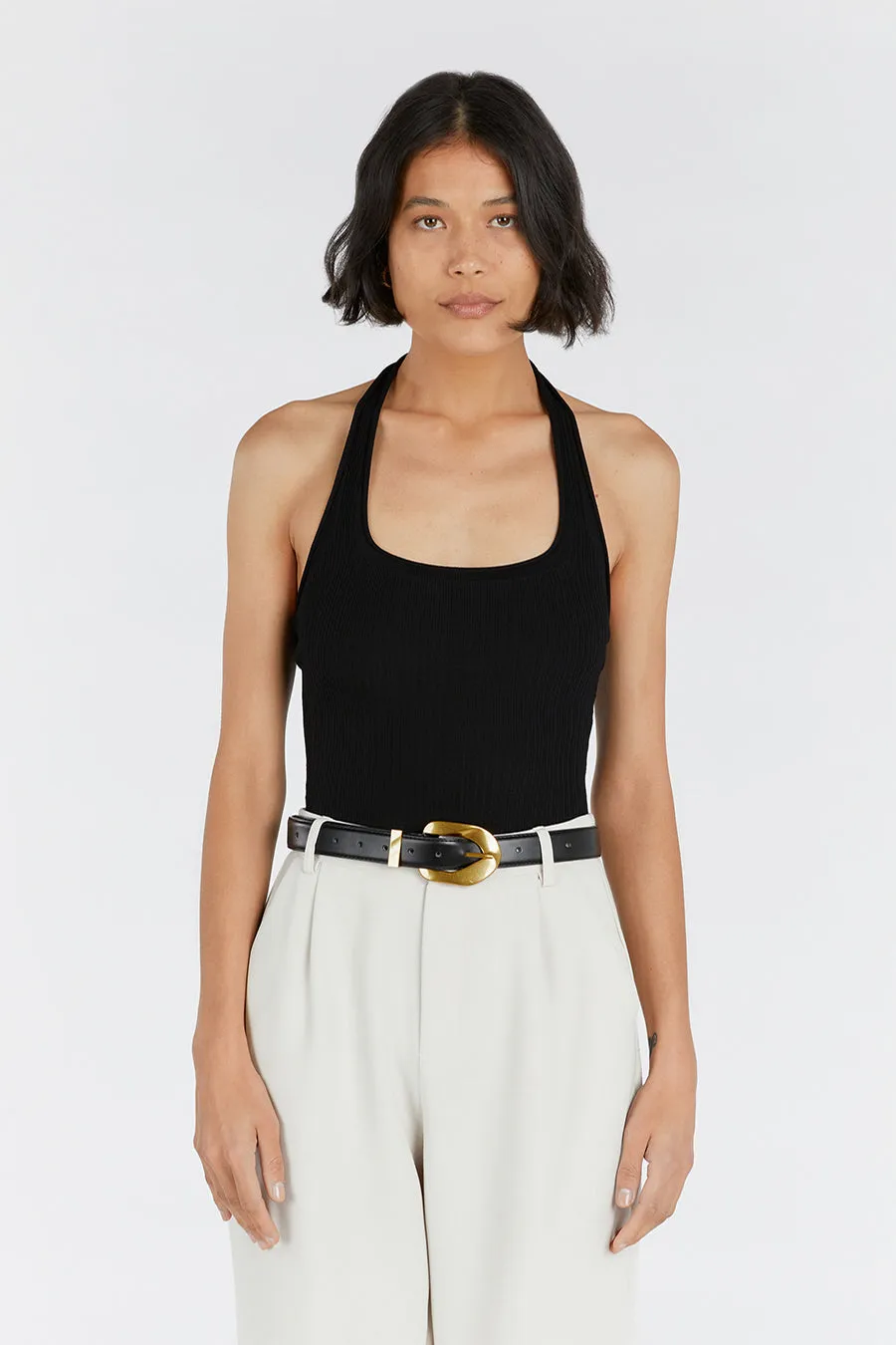 EDDISON BLACK KNIT HALTER TOP sold by Dissh product image thumbnail 2