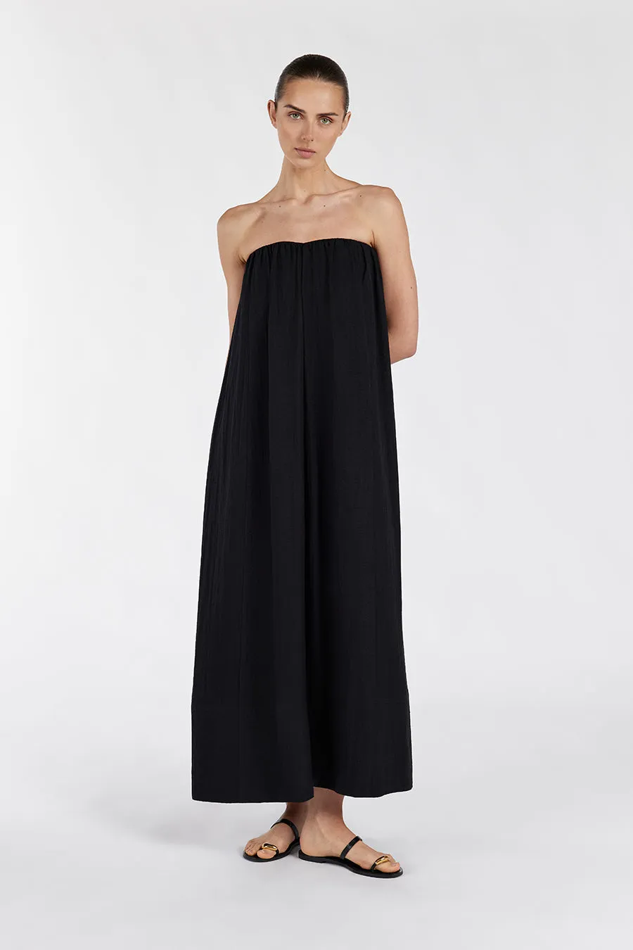 SHANIYA BLACK STRAPLESS MIDI DRESS sold by Dissh product image thumbnail 5