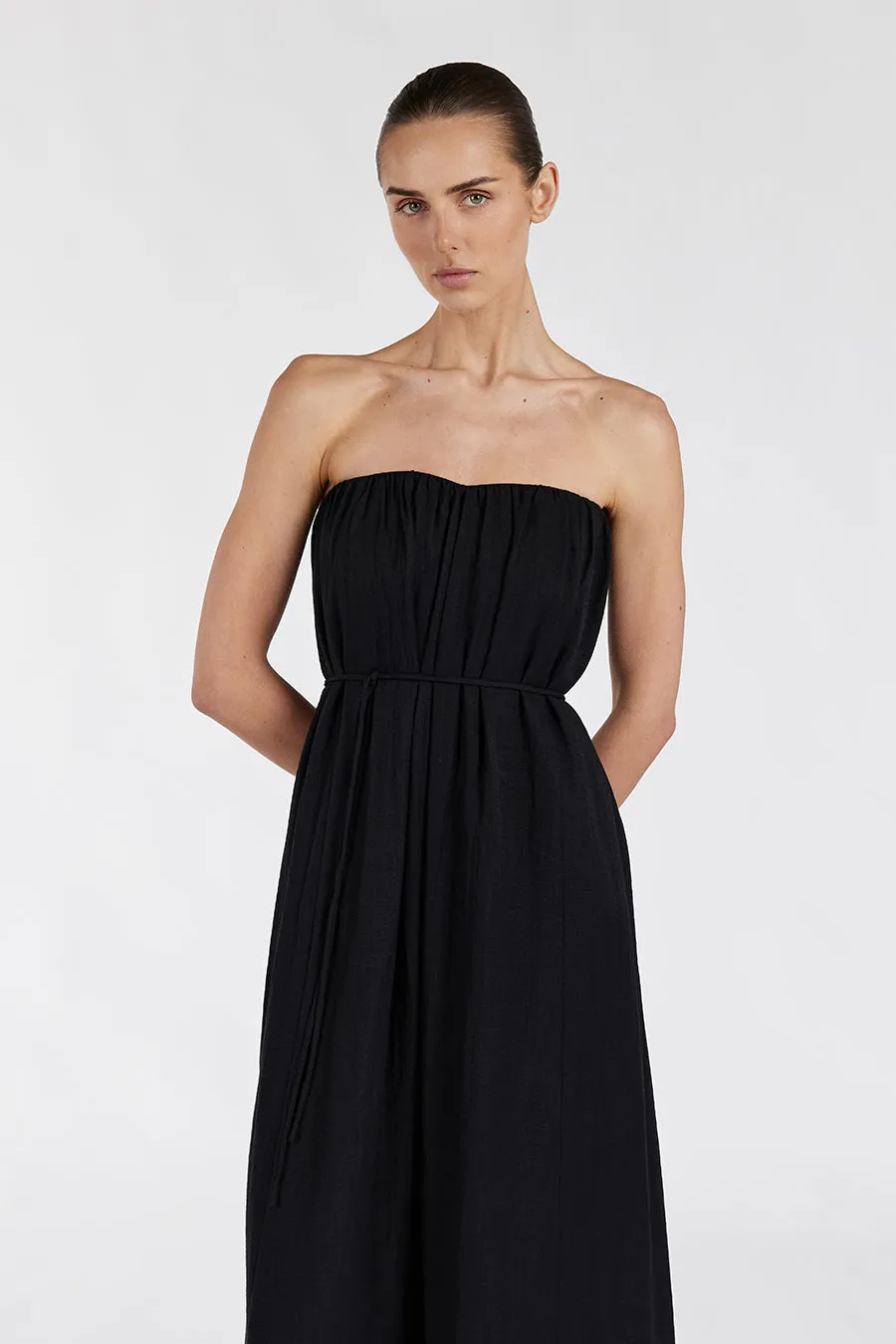 SHANIYA BLACK STRAPLESS MIDI DRESS sold by Dissh product image thumbnail 2