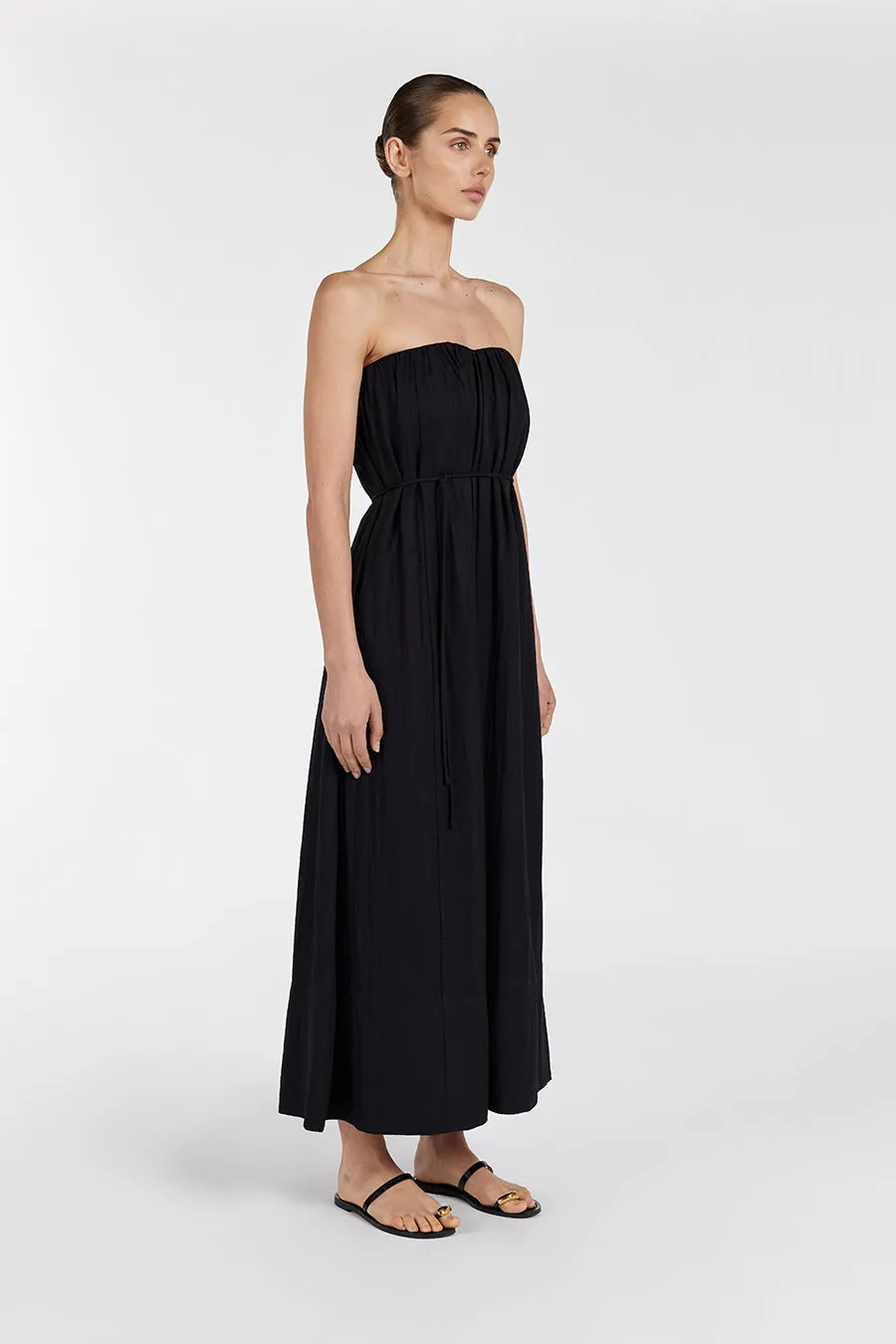 SHANIYA BLACK STRAPLESS MIDI DRESS sold by Dissh product image thumbnail 3