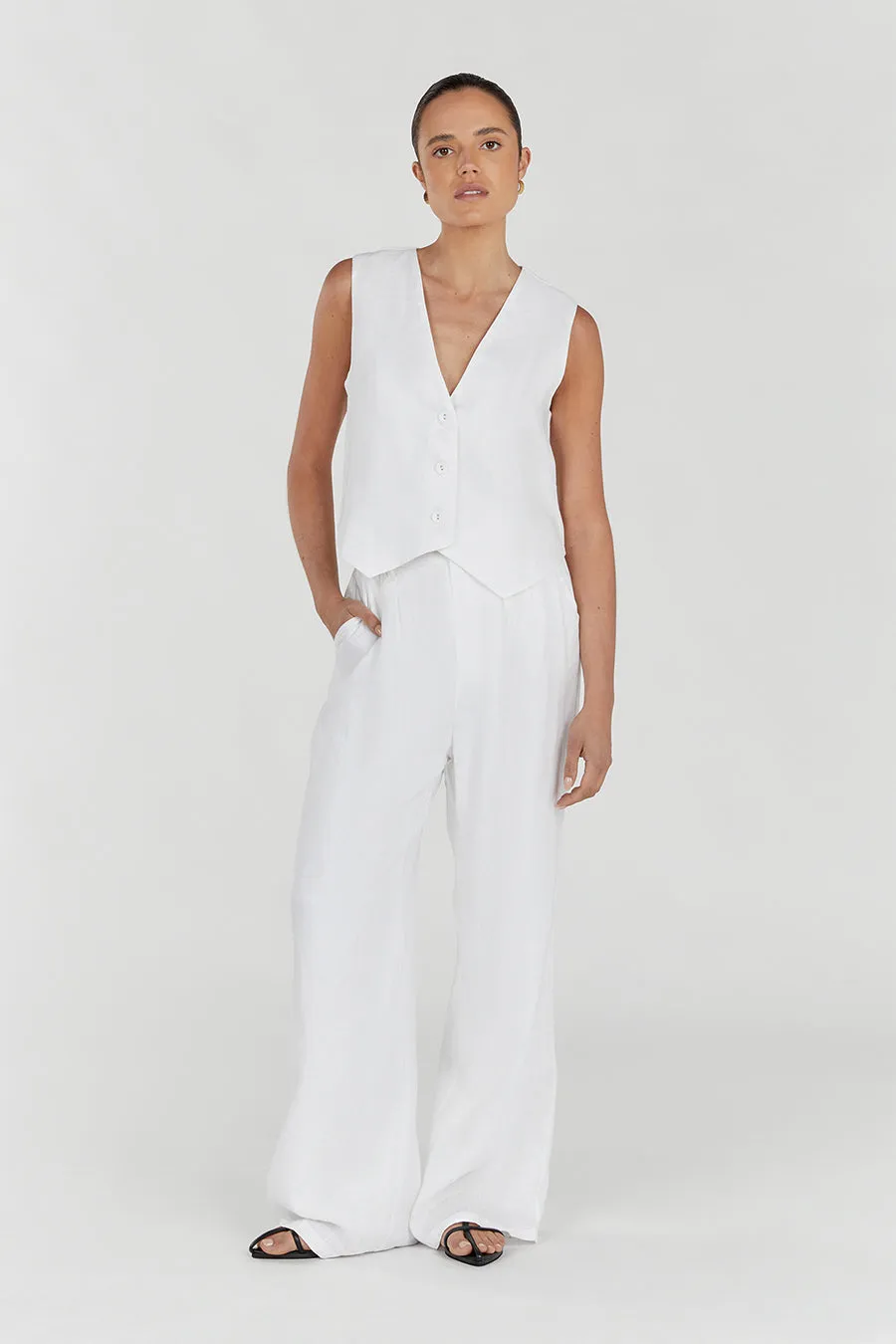 NORAH WHITE LINEN PANT sold by Dissh