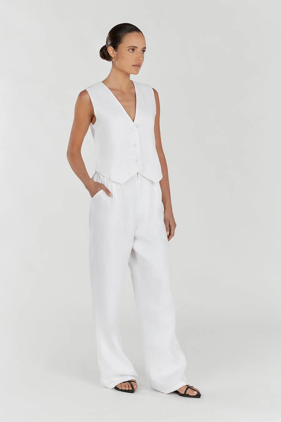 NORAH WHITE LINEN PANT sold by Dissh product image thumbnail 3
