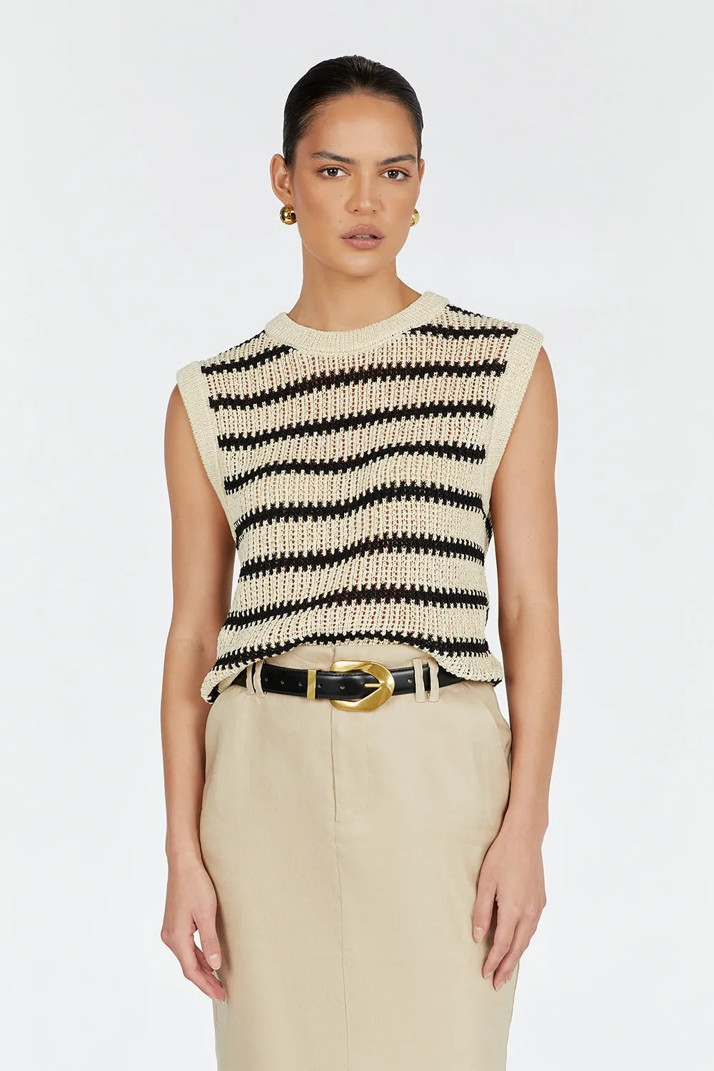 MARGOT WHEAT STRIPE KNIT TANK sold by Dissh product image thumbnail 2