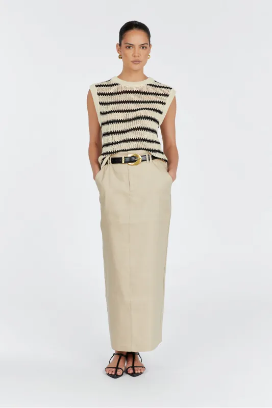 MARGOT WHEAT STRIPE KNIT TANK sold by Dissh